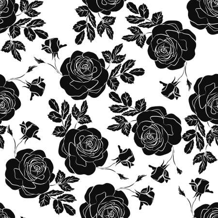 Floral seamless pattern. Floral seamless texture with roses. Vector illustrationのイラスト素材