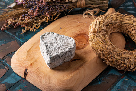 Cheese on woodの写真素材