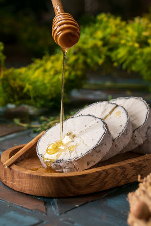 Cheese on woodの写真素材