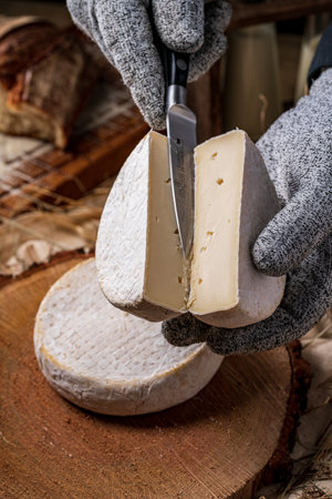 Homemade cheese on a dark background