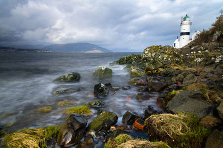 Shore by Cloch lighthouse, Scotlandの写真素材