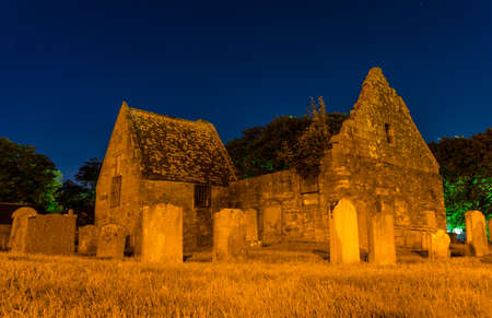 Night photo of cemetery in Scotlandの写真素材