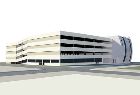 concept of multi-storey car park 3d isolated on whiteの写真素材