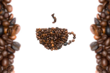 coffee background with roasted coffee beansの写真素材