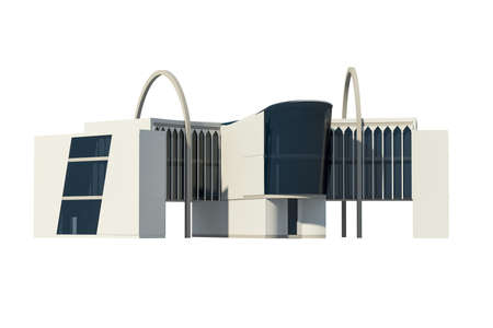 3D render of conceptual commercial building, modern clothes store illustrationの写真素材