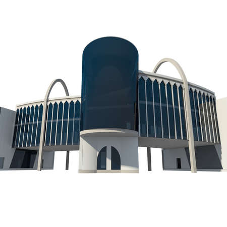 3D render of conceptual commercial building, modern clothes store illustrationの写真素材