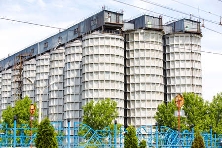 Production. Old  industrial buildings background, mechanized bakery buildingの写真素材