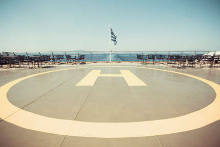 Helipad aka Landing Place for Helicopters on a Ship, Zakynthos Island, Greeceの写真素材