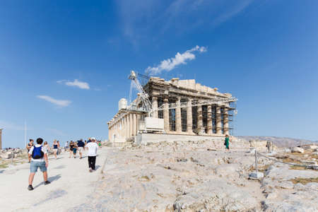 Background image of reconstruction of Parthenon in Acropolis, Athens, Greece