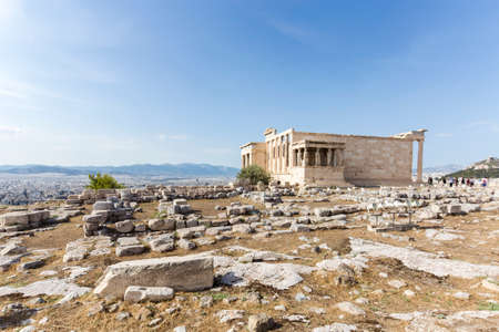Caryatides, Erechtheion temple Acropolis, Athens, Greeceの写真素材
