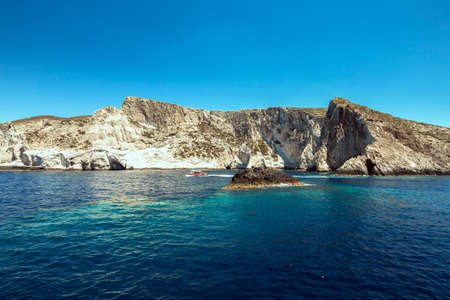 Cruise around Zakynthos, views from the sea on the island, Greece, background.の写真素材