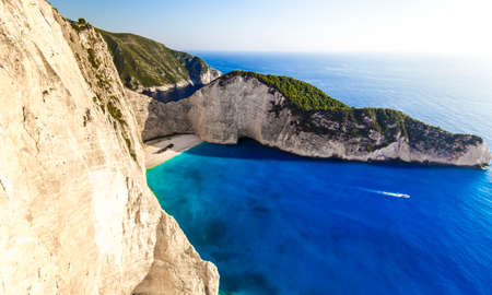 Amazing Navagio beach with shipwreck on Zakynthos island. Ionian sea, Greece.