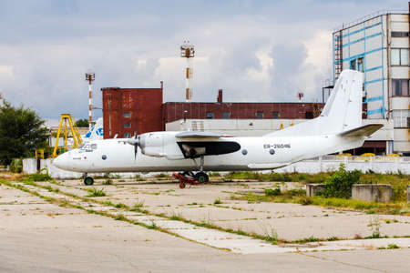 airplane graveyard in Moldavian airport, defected aircraftsのeditorial素材