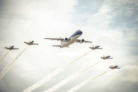 avia show 25.09.2016 Moldova. International Moldavian airport air show on the occasion of national day of Civil Aviation.のeditorial素材
