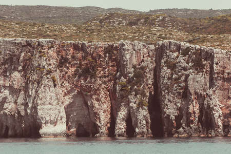 Cruise around Zakynthos, views from the sea on the island, Greece, background.の写真素材