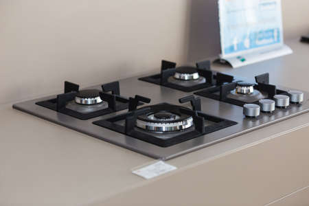 modern kitchen built-in cooker, close up photo, Shallow DOFの写真素材