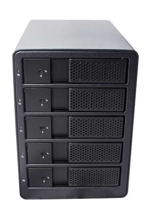 Multiple hard drive external enclosure, a storage raid array isolated on white background