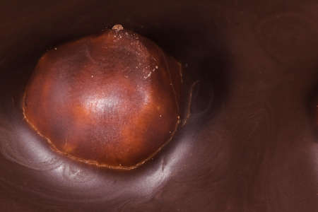 chocolate with nut, background image, close-up photoの写真素材