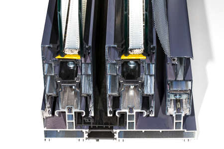 profile of a plastic window, a section of a multi-compartment double-glazed window close-up