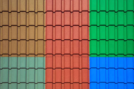 Roof Tiles in different colors, the background image of the shinglesの写真素材