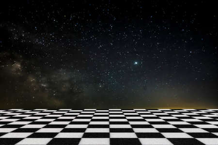 starry sky background and chess floor, freedom conceptの写真素材