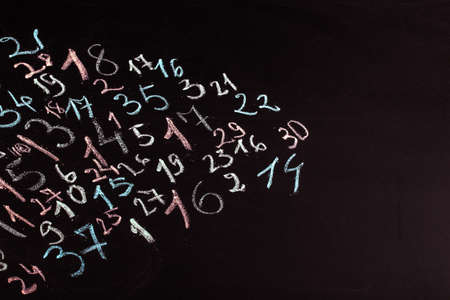 numbers written in multicolored chalk background image
