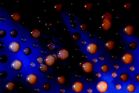 soap bubbles with smoke on dark blue background