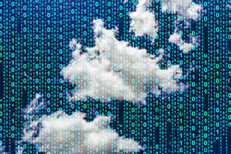 illustration abstraction binary code on sky background