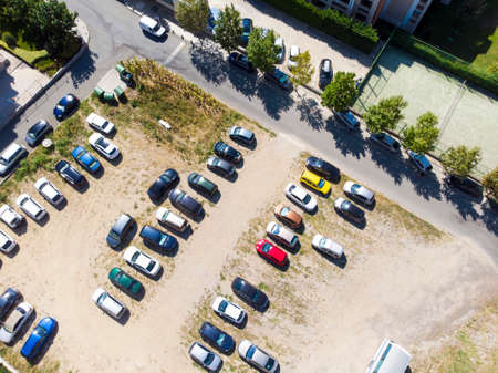 aerial photography at the parking on a sunny dayの写真素材