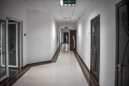 View of an empty corridor in the office buildingの写真素材