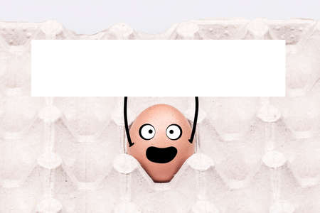 egg with painted muzzle, Easter poster with space for text.