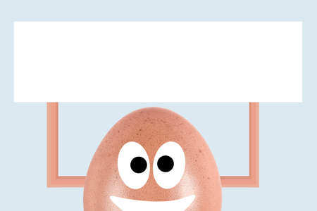 egg with painted muzzle, Easter poster with space for text.