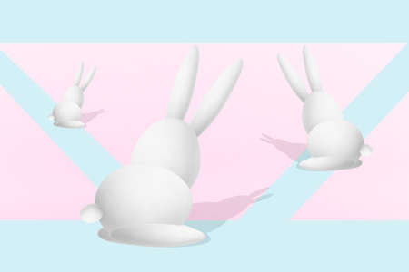 illustration of stylized easter bunny, Happy Easter minimalistic modern concept.の写真素材