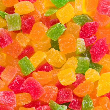 colored candied fruit cubes, sweet background
