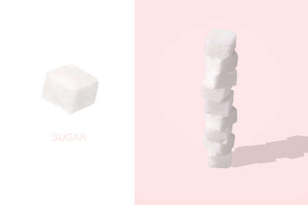 Creative layout made of sugar cubes, sweet love conceptの写真素材