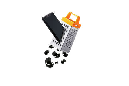 Grated smartphone isolted on white background. Technology race concept