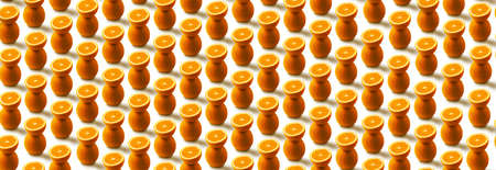 orange fruit pattern isolated on white background, panoramic image