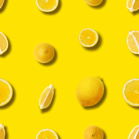 seamless lemon pattern on yellow background