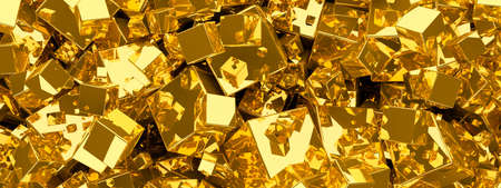 Abstract gold metallic background from cubes.