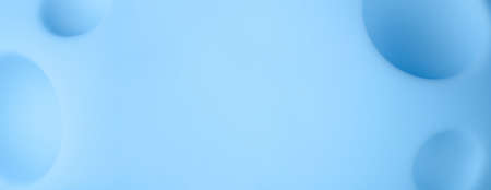 abstract background of cartoon blue planet, moon toy with craters, panoramic imageの写真素材