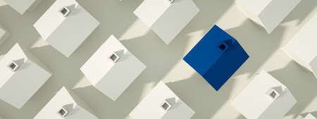 Many houses real estate concept, panoramic image, 3d renderingの写真素材