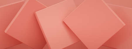 Abstract background with pink geometric shapes, 3d render, panoramic imageの写真素材