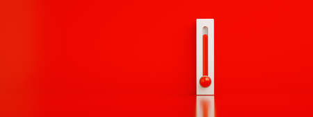red thermometer 3d render, concept of hot weather, panoramic imageの写真素材