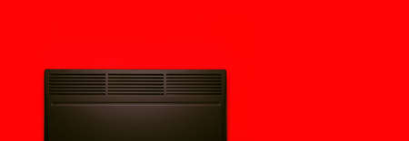 Heating convector over red background, panoramic layout