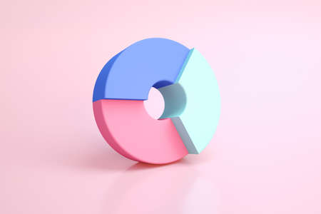 Donut chart over pink background, 3d renderの写真素材