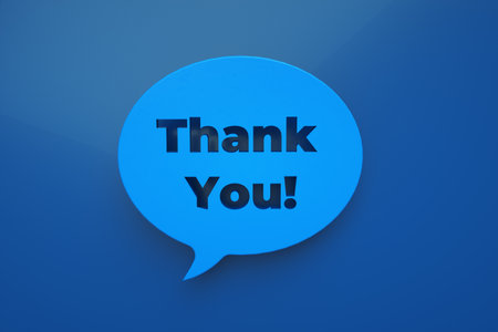 Thank you message for card, presentation, business. Expressing gratitude, acknowledgment and appreciation, 3d renderの写真素材