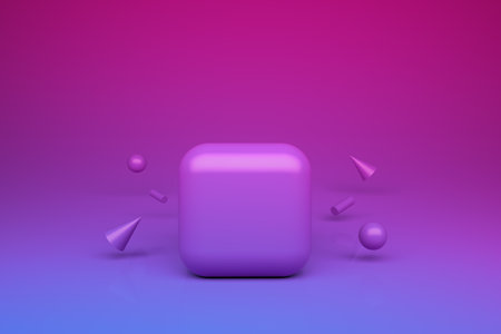 application logo background 3d geometric shapes, template for icon, 3d renderingの写真素材