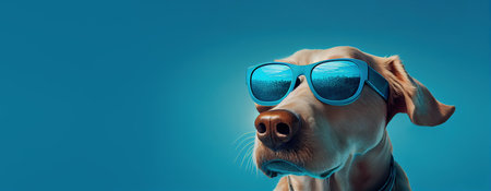 dog in sunglasses, panoramic layout. Generative Aiの素材