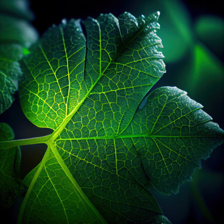 background texture green leaf structure macro, spring concept. Generative Aiの素材