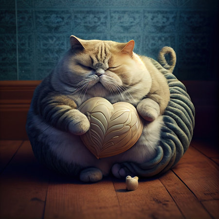 cat with heart, postcard for Valentine's day. Generative AIの素材